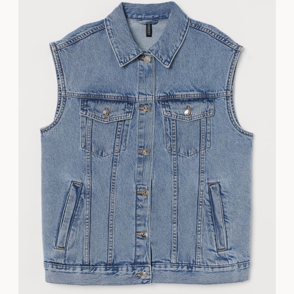 H&M Divided Distressed Denim Vest 14 - Picture 1 of 14